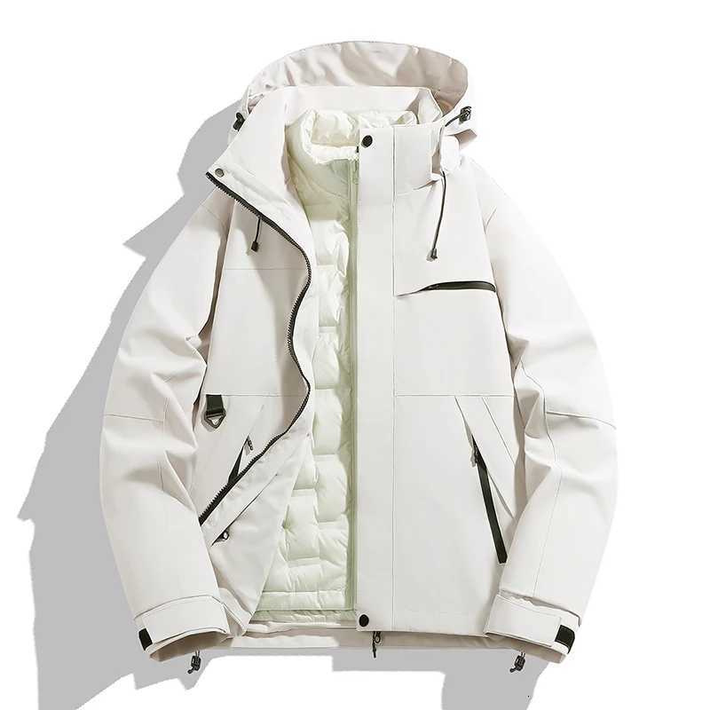 Windproof Waterproof Wear Mens Outdoor Climb Hooded Duck Down Jackets 2025 Winter Casual Warm Puffer Coat Loose Tops Clothing W250806