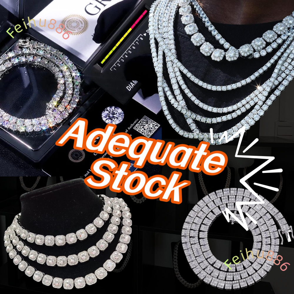 Hiphop Moissanite Tennis Chain 2MM 4MM 6MM 5MM 925 Sterling Silver Iced Out VVS Moissanite Chain