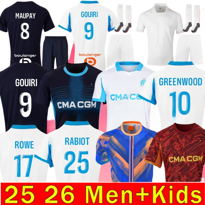 25 26 Marseillese Home GREENWOOD Soccer Jerseys GOUIRI BALERDI Maillot De Foot 125th OUNAHI Harit 2025 2026 OM Football Shirt Hommes Enfants RONGIER Man Kids