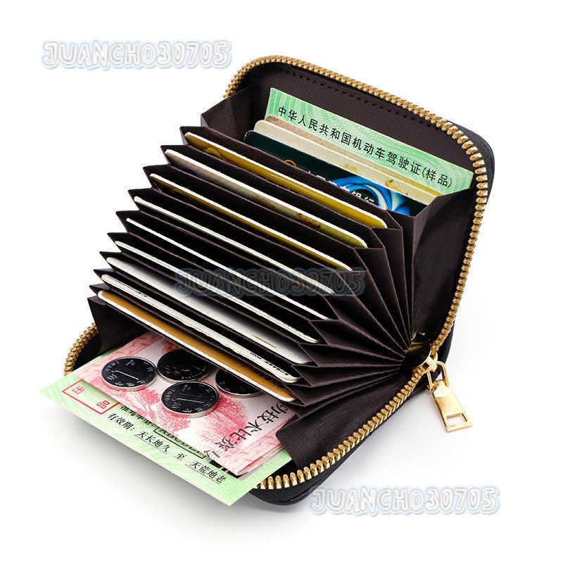New Womens Card Holder Simple Style Subtle Pattern Accordion Card Holder Large Capacity Multi-card Slot Card Holder Zipper Bag Clutch H250806