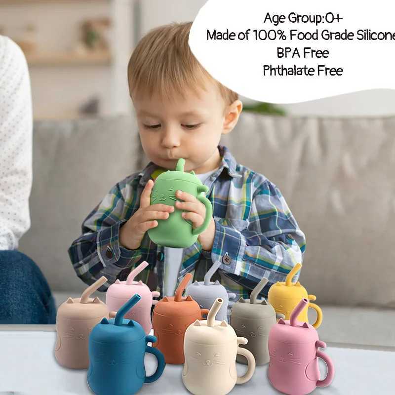 1pcs Baby Silicone Straw Cup BPA Free Portable Storage Snack Container Feeding Cup for Kids Leakproof Learning Drink Cup X2508061