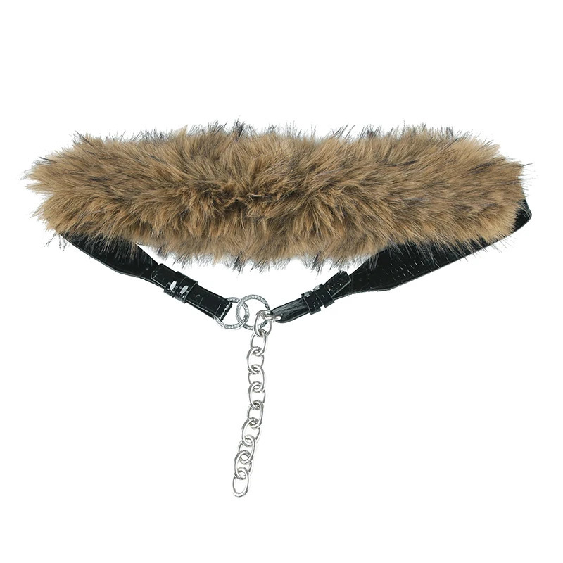 Fashion Chic Faux Fur Pu Belt Women All-Match Wild Y2k Retro Trendy Accessorie 250730