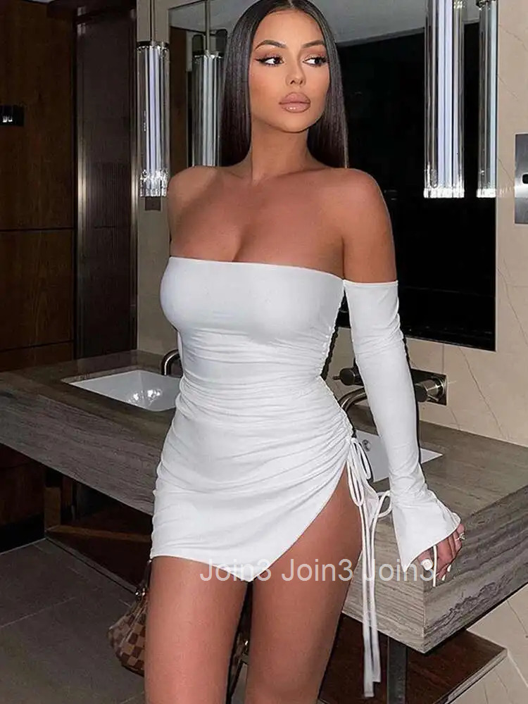 Avrilyaan White Strapless Backless Sexy Dress Women Drawstring Bodycon Summer Dress Vestidos Elegant Night Club Party Dresses