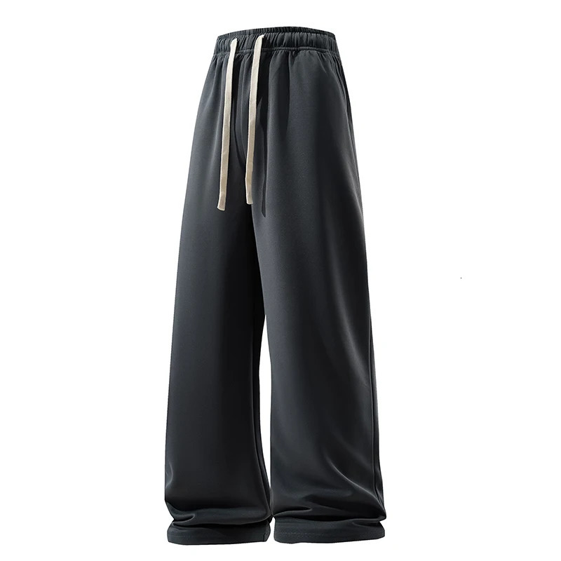 Wide Leg Pant Fashion Causal Breathable Men Sweatpant Male Autumn Versatile Elastic High Waist Drawstring Loose Straight Trouser 250806