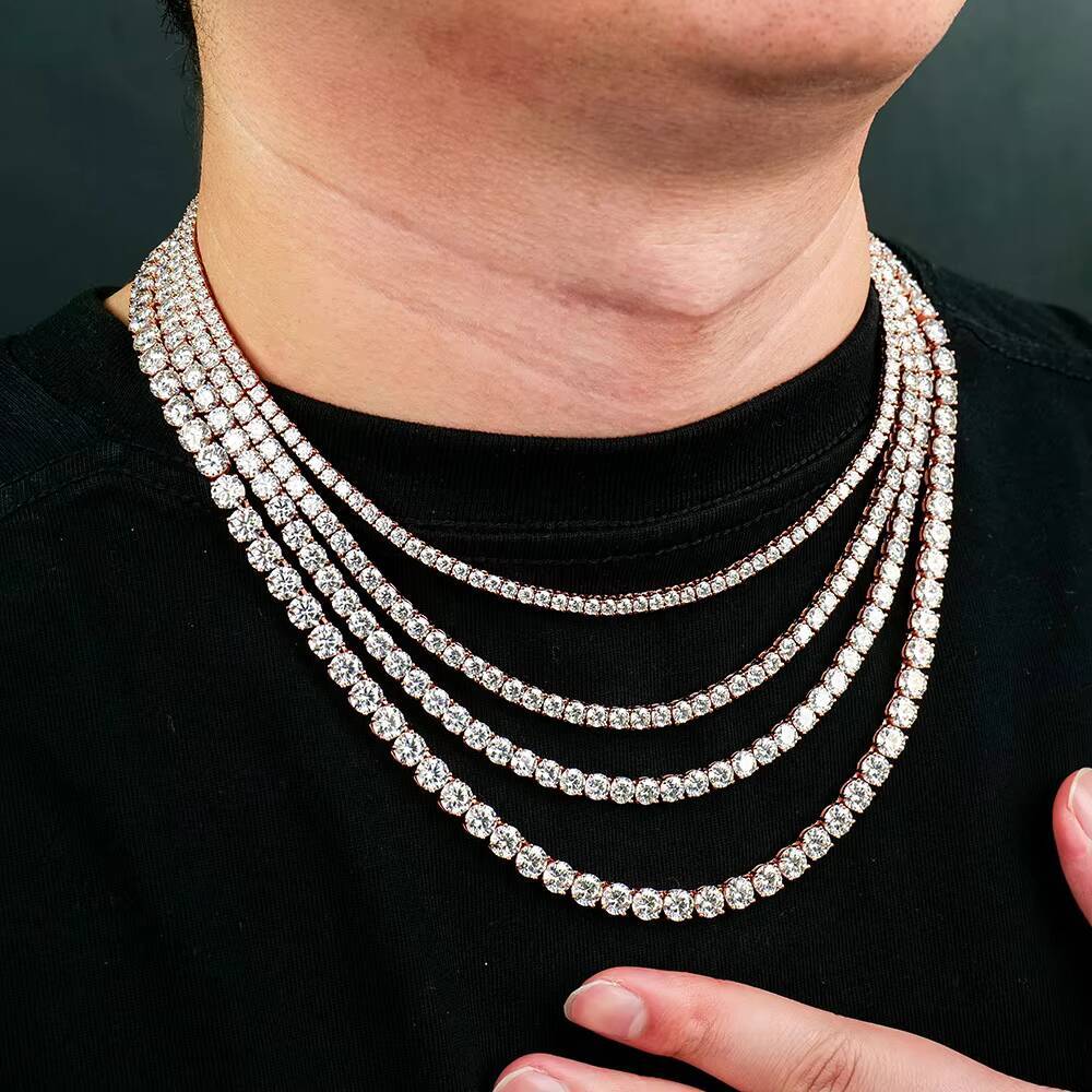 High Quality Mens Unisex Hiphop S925 Sterling Silver Jewelry Ice Vvs Gra Mossanite Moissanite Diamond Tennis Necklace Link Chain