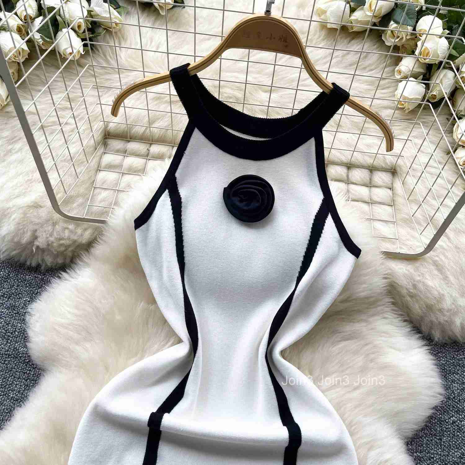 Summer New Elastic Knitted Design Roses Elegant Dress For Women Short Mini Slim Party Evening Vestidos Dress Clothing