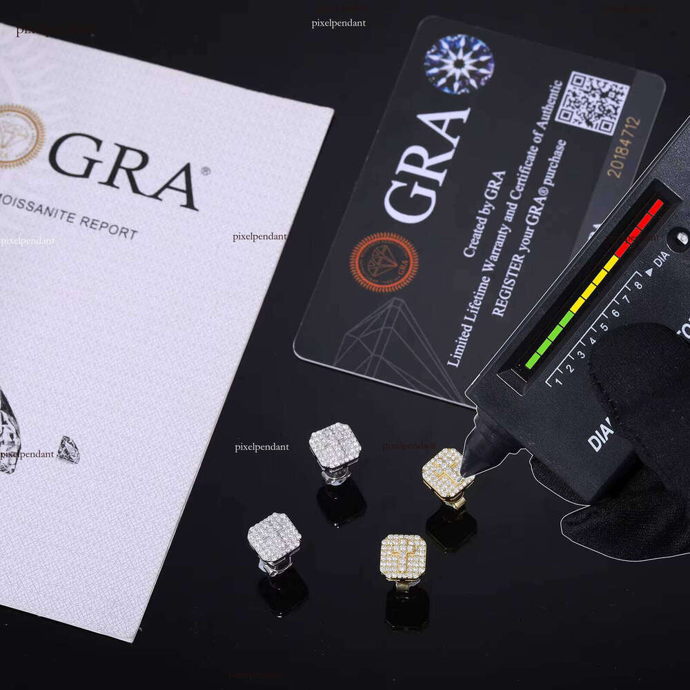 Fashion Waterproof Pure Sier Square Earrings Men's Gift Iced VVS D Moissanite Cross Studs