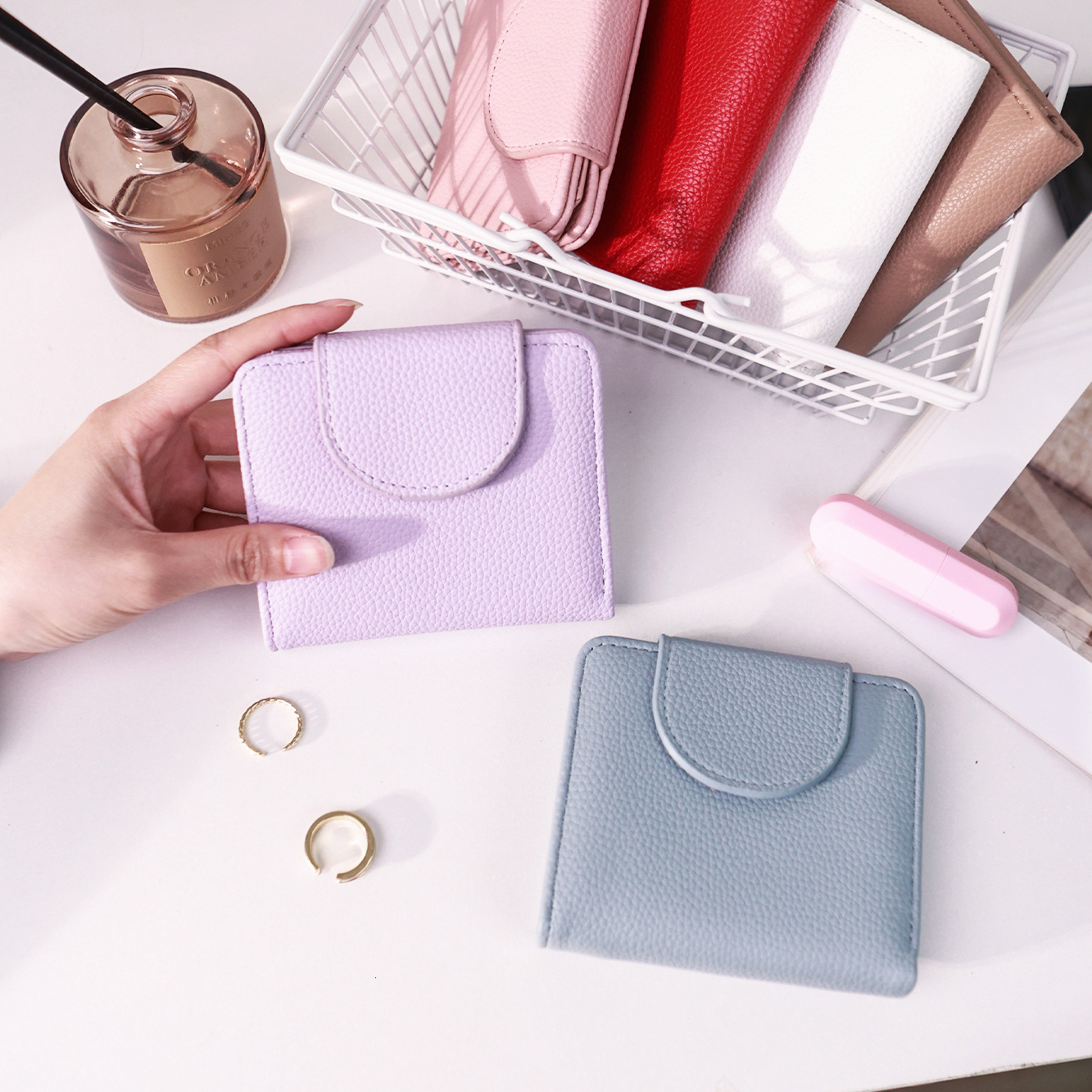 Short for Women Simple Ins Dopamine Color Korean Style Holder Multiple Card Slots Large Capacity Wallet