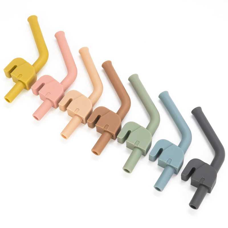 Reusable Silicone Straws Childrens Auxiliary Drinking Cups Foldable Curved Straight Straws BPA Free 100% Food Grade Silicone X250806