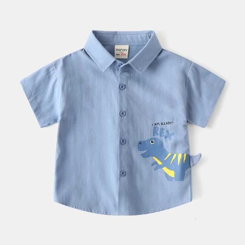 Summer Baby Clothes Toddler Boys Shirts With Collar Kids 2 To 3 4 5 6 7 Years Short Sleeve Cute Cotton Dinosaur Childrens Tops X250806