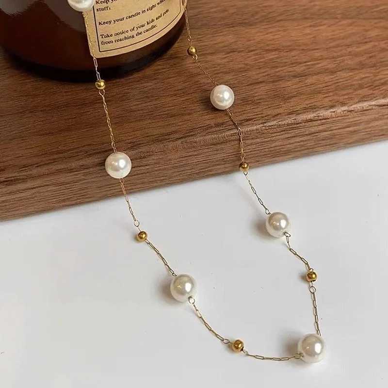 Stainless Steel Ball Pendant Necklace Fashion Jewelry Minimalist Chain Pearl Necklace Fashion Womens Jewelry Y250805