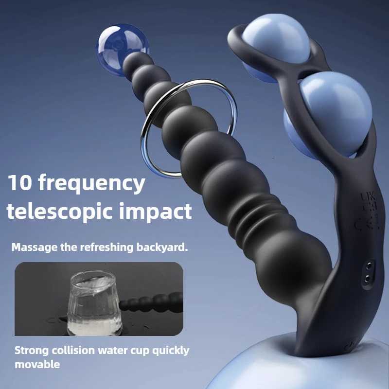 Male Prostate Massager Telescopic Anal Vibrator with Penis Ring Butt Plug Remote Control Wearable Anus Adult Sex Toy for Men Gay XJ250806