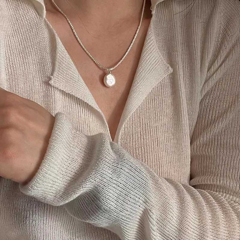 Titanium Steel Baroque Pearl Simple Elegant Thin Chain Pendant Necklace for Women Girl New Trendy Jewelry Wholesale Dropship Y250805