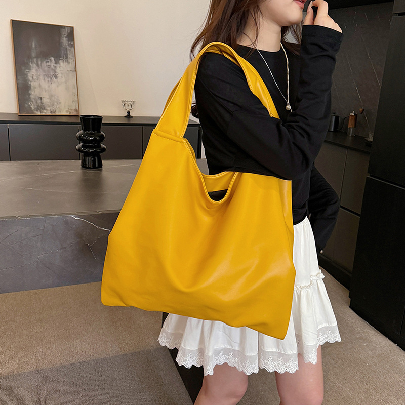 Soft Pu Leather Shoulder Bags Big Women Shopping Tote Bag Fashion Simple Large Capacity Handbags Korean Underarm Bags 240918