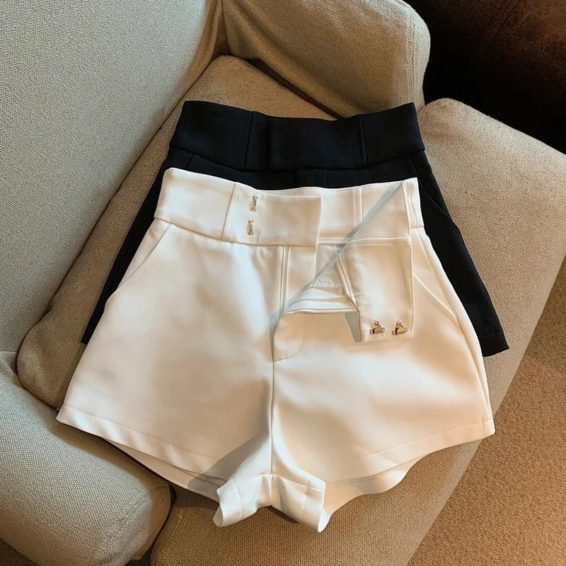 MEXZT Y2K Streetwear Black Shorts Women Elegant High Waist White A Line Wide Leg Suit Short Sexy Club Slim Short Pants 250806
