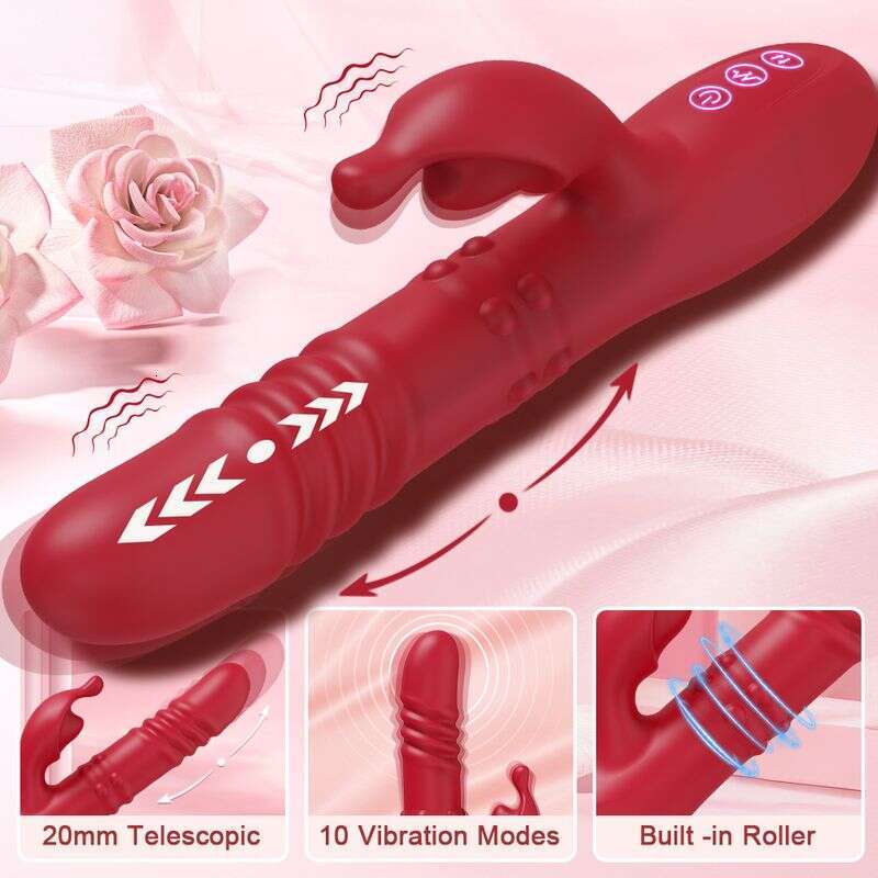 Rabbit Vibrator Women's Powerful G-Spot Telescopic Rotating Clitoral Stimulator Female Masturbator Adult Sexy