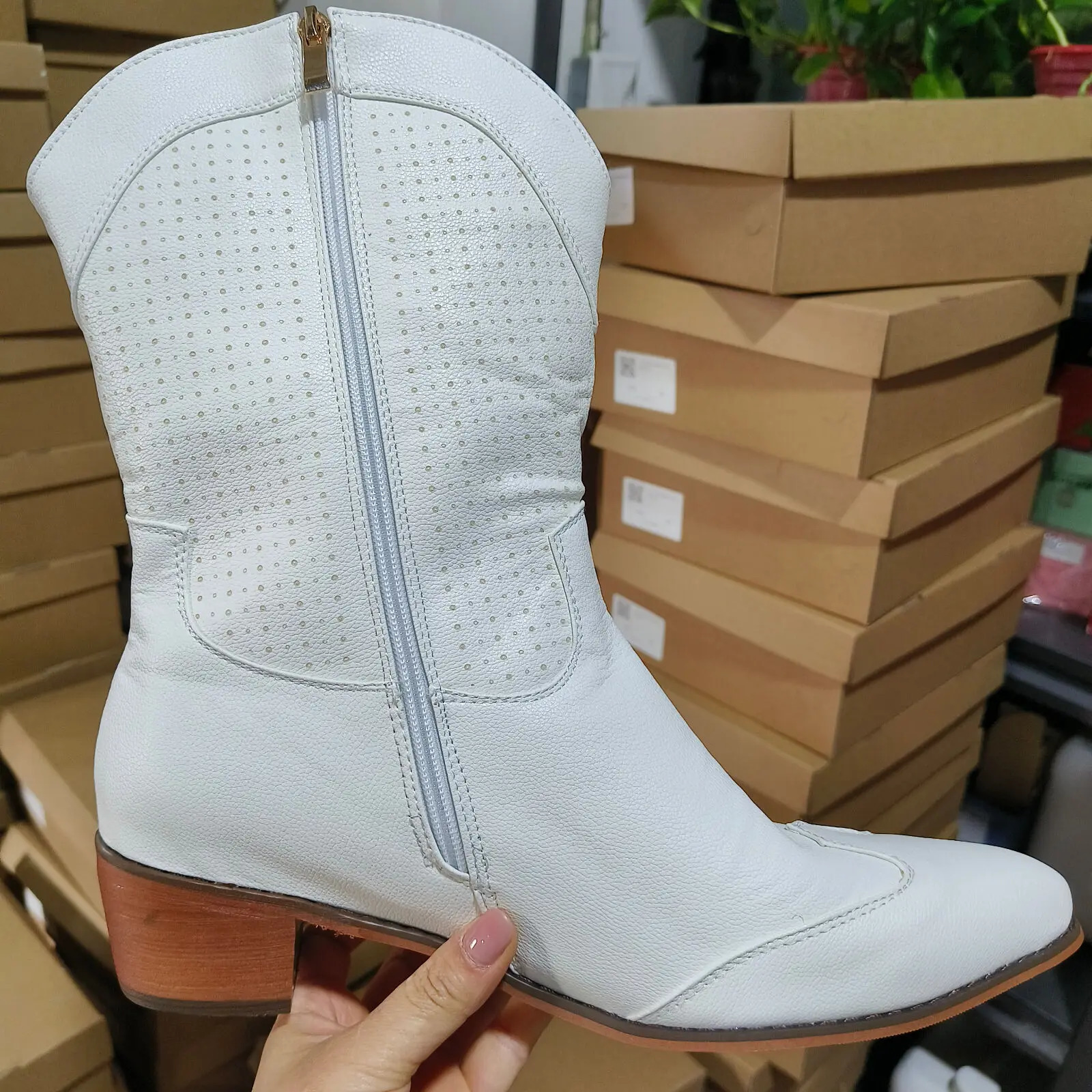 Drop Low Heels Heel Short Boots Side Zip Size 34- 43 Western Boots Lady Shoes 250805