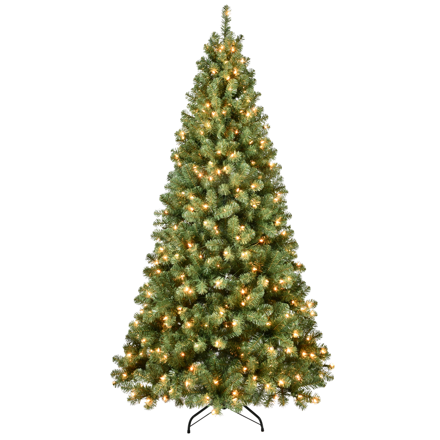 Prelit PVC Christmas Tree with Warm White Lights, Memory Wire, Green, Foldable Base, for Holiday Decorations 2025