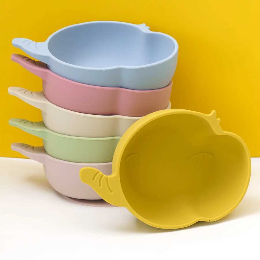 Baby Bowls Plates Silicone Suction Feeding Food Tableware BPA Free Non-Slip Cartoon Shape Baby Dishes Newborn Supplies X250806