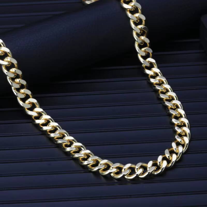 10MM Amuse Jewelry Hip Hop High Quality Miami Cuban Link Brass Gold Plated Cuban Link Chain Custom Cuban Chain Necklace