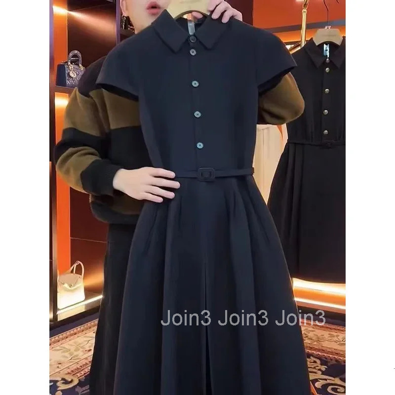 Elegant French Style Commute Dress Hepburn Wind Versatile New Slimming High Quality Full Sleeve Ankle Length Dress