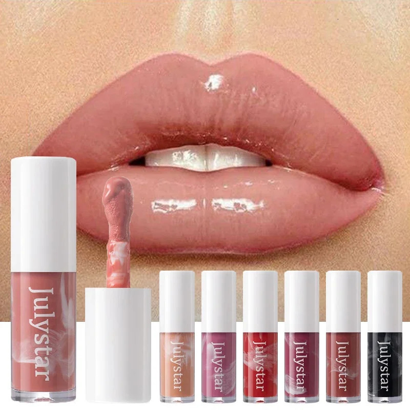 7 Color Mirror Brown Liquid Lipstick Waterproof Lasting Water Light Lip Gloss Non Stick Cup Lip Oil Makeup Cosmetic 250805
