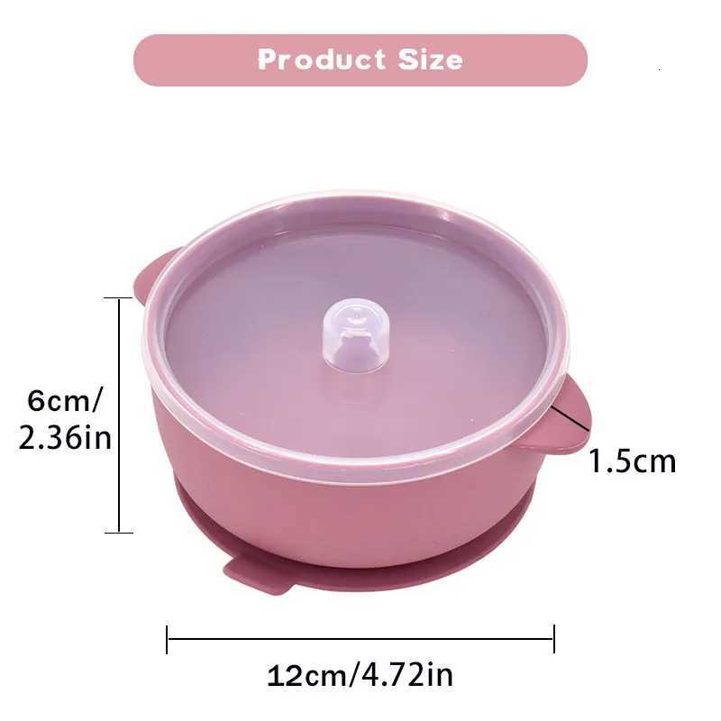 400ML Baby Silicone Bowl With Lid Childrens Feeding Tableware Set Kids Waterproof Suction Bowl Dishes Kitchenware Baby Supplies X250806