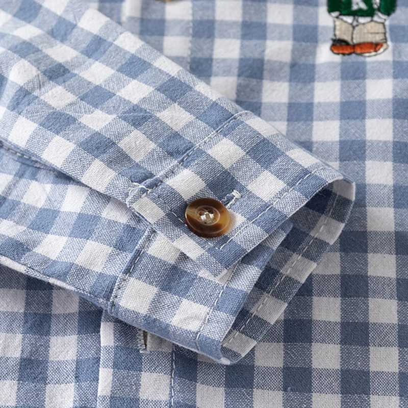 1EAL Spring Autumn Long Sleeve Boys Plaid Shirts Casual Classic Turn-down Collar Tops With Pocket For Children Kids Clothes X250806