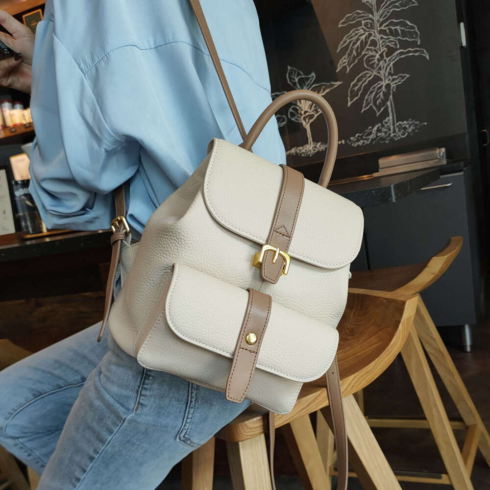 for Women New Trend Soft Top Layer Cowhide Casual Versatile Pure Leather Small Backpack designer bag B5
