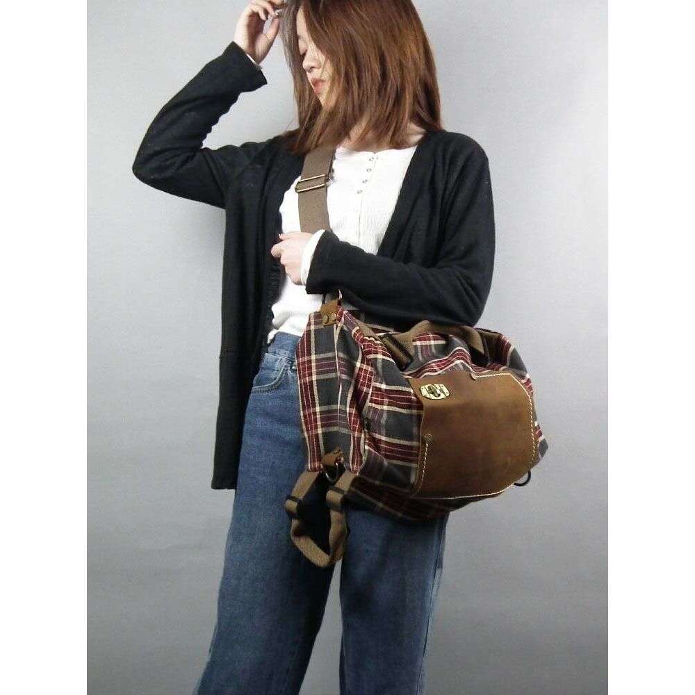 Designer Bag Tote bag Shoulder bag Handheld And Backpack Dual Use Crossbody Large Capacity Red Plaid New Style Personality College Student Canvas