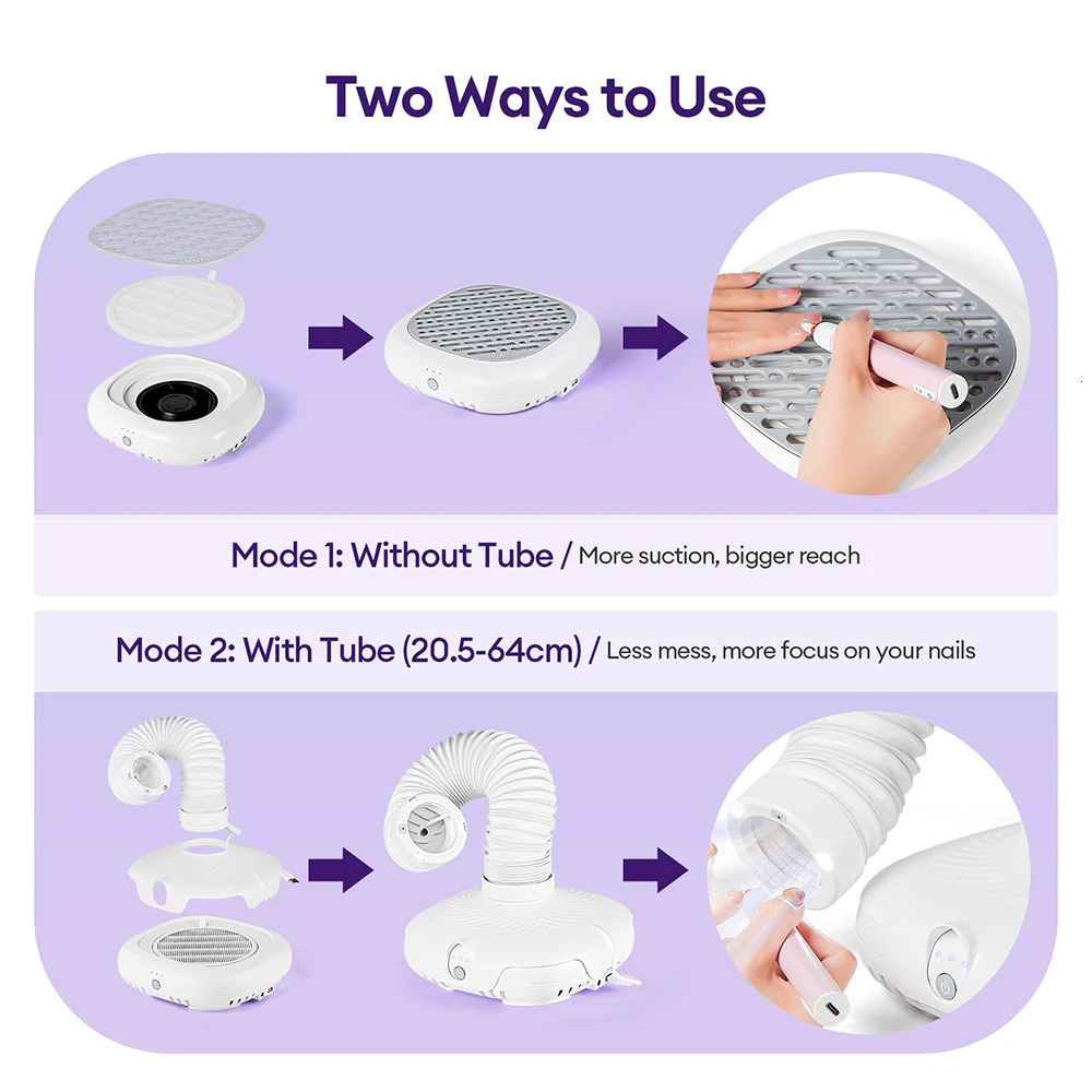 130W Super Suction Brushless Nail Dust ctor Powerful Nail Dust Collector Nail Art Manicure Fan Vacuum Cleaner With 2 Filter 250729