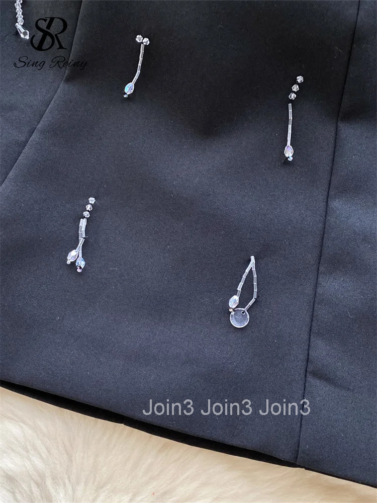 Light Luxury Evening Dress Diamonds Halter Sleeveless Beading Tassel Chic Fashion Senior Ladies Party Short Dress