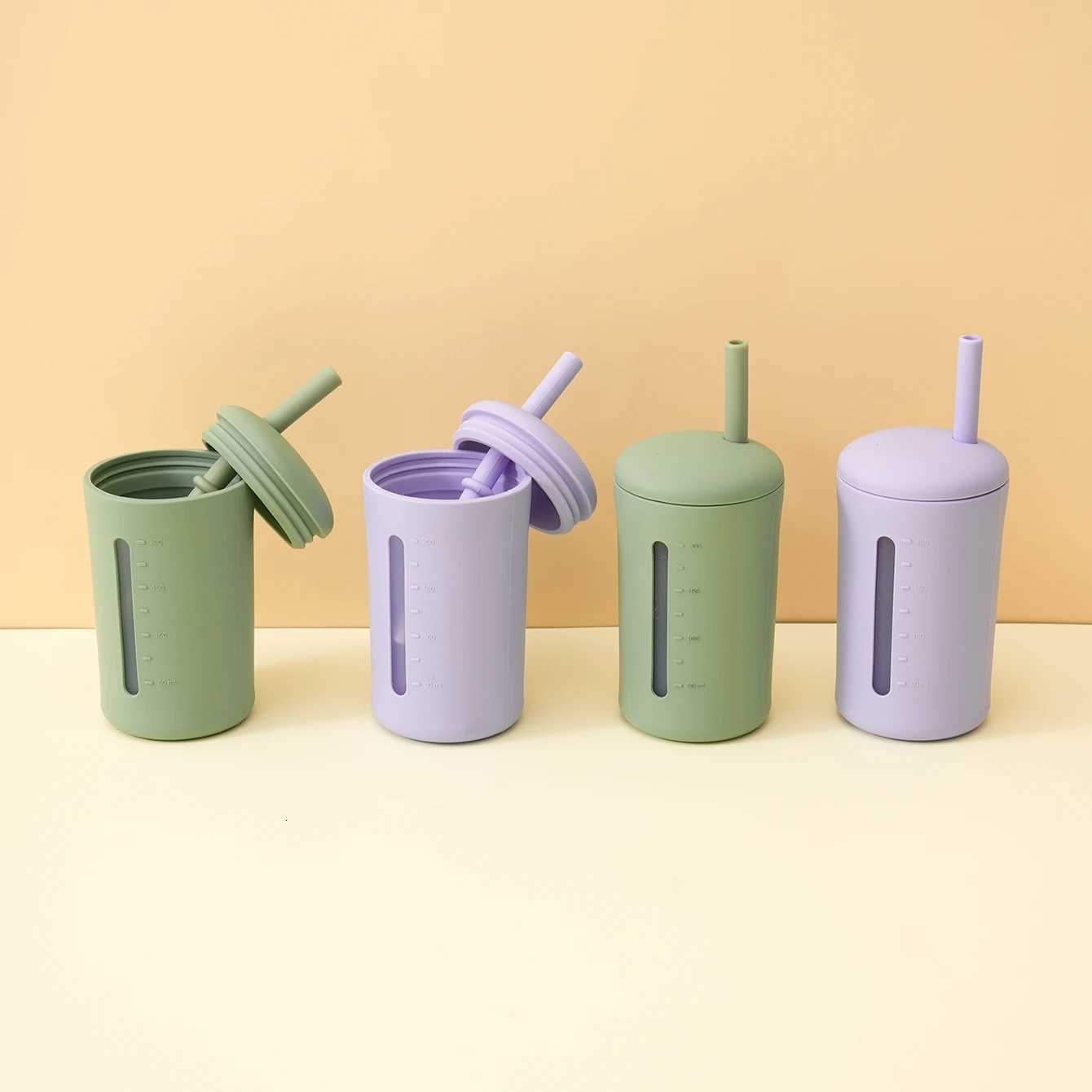 1PCS Silicone Straw Cup For Kids BPA Free Feeding Leak Proof Baby Training Cup Dishwasher Safe Bottle Cup Baby Supplies X250806