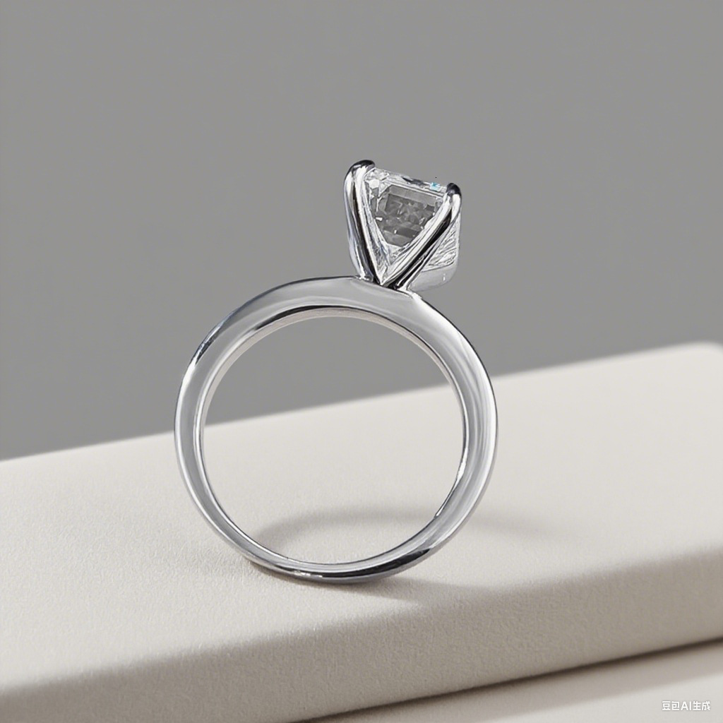 Hui Zhi Wing Jewelry New S Silver High Carbon mond Emerald Cut Rectangular 7*10mm Ring