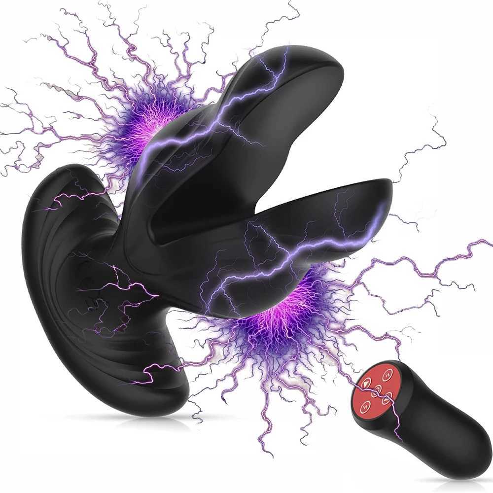 Electric Shock Anal Butt Plug Vibrators for Men Prostate Massager Clitoral G-Spot Stimulator Remote Control Waterproof Adult Sex Toy XJ250806