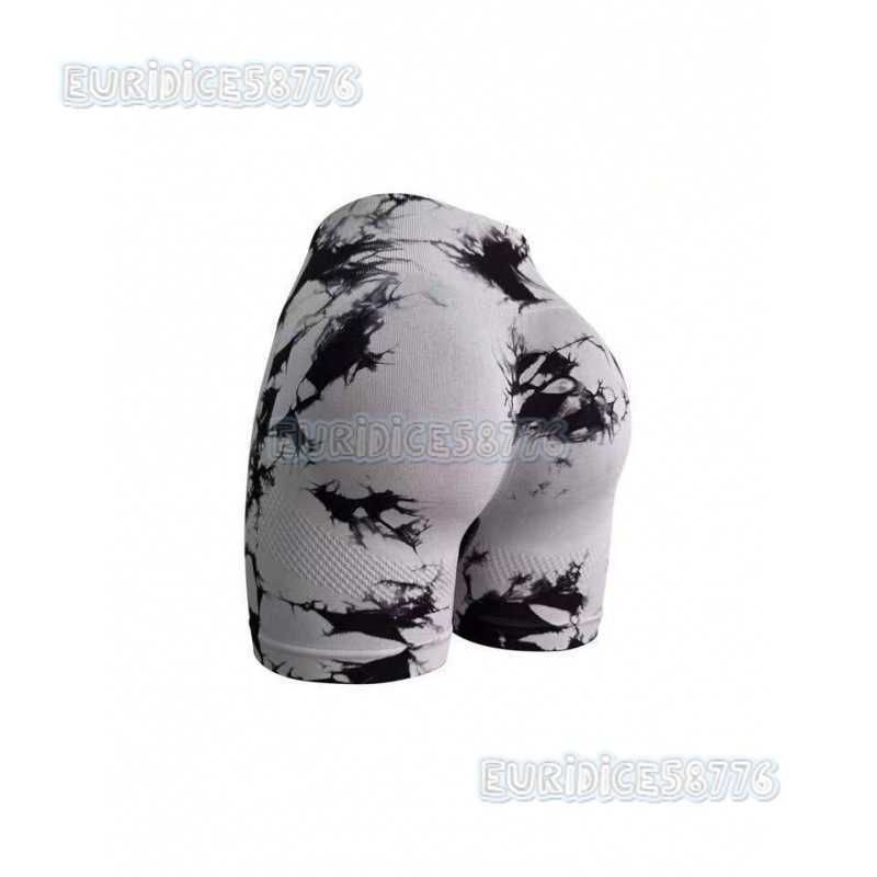 2024 New Tie-dye Peach Hip Yoga Shorts Seamless Yoga Pants Running Fitness Pants Sports Shorts for Women H250806