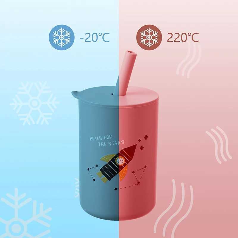 Baby Feeding Drinkware Straw Cup Baby Cartoon Learning Feeding Cup Food Grade Silicone Toddler Water Bottle Tableware BPA Free X2508061