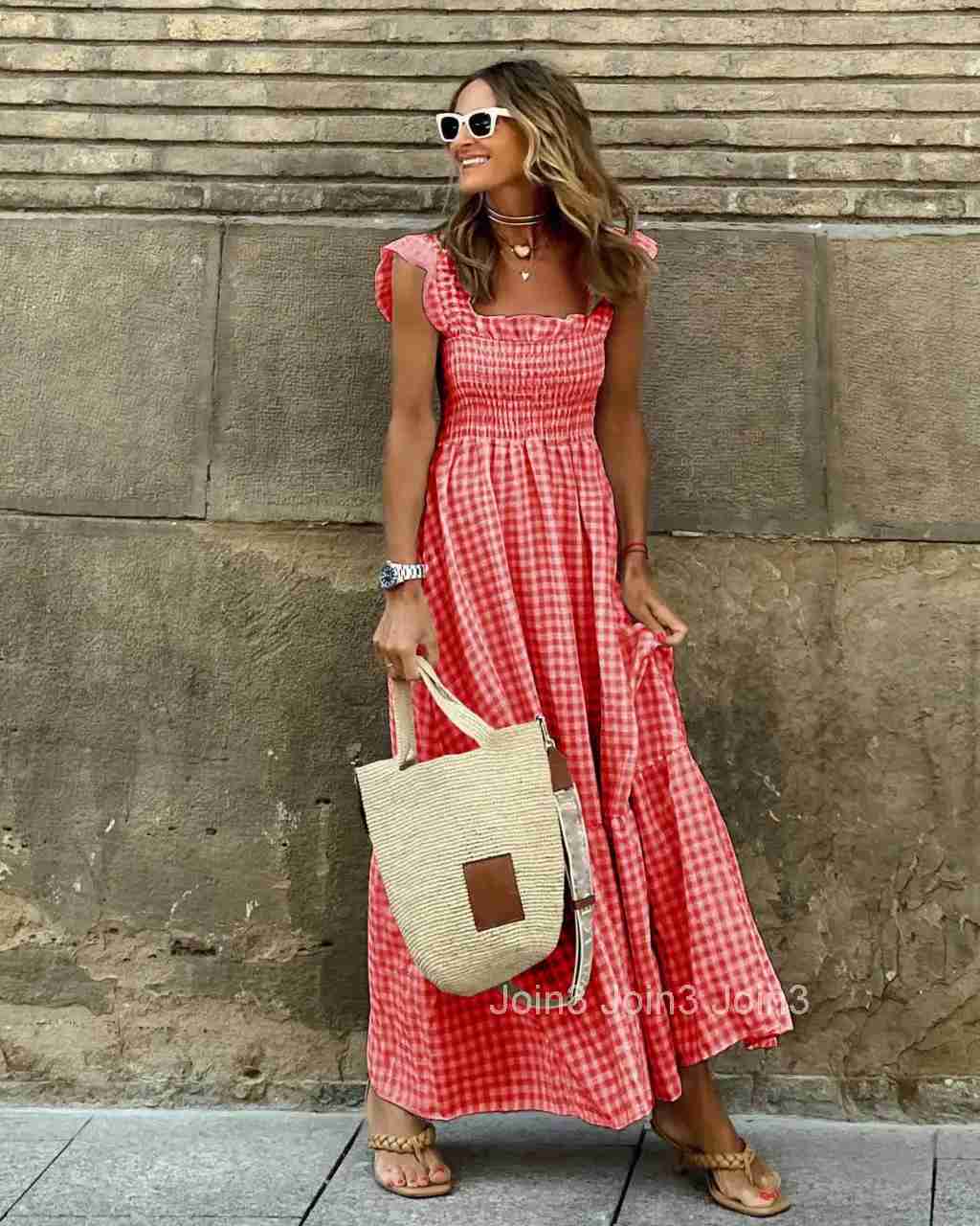 Casual Slash Neck Slip Maxi Dress Office Lady Spring Summer Fashion Elegant Solid Plaid Sleeveless Dresses For Women white
