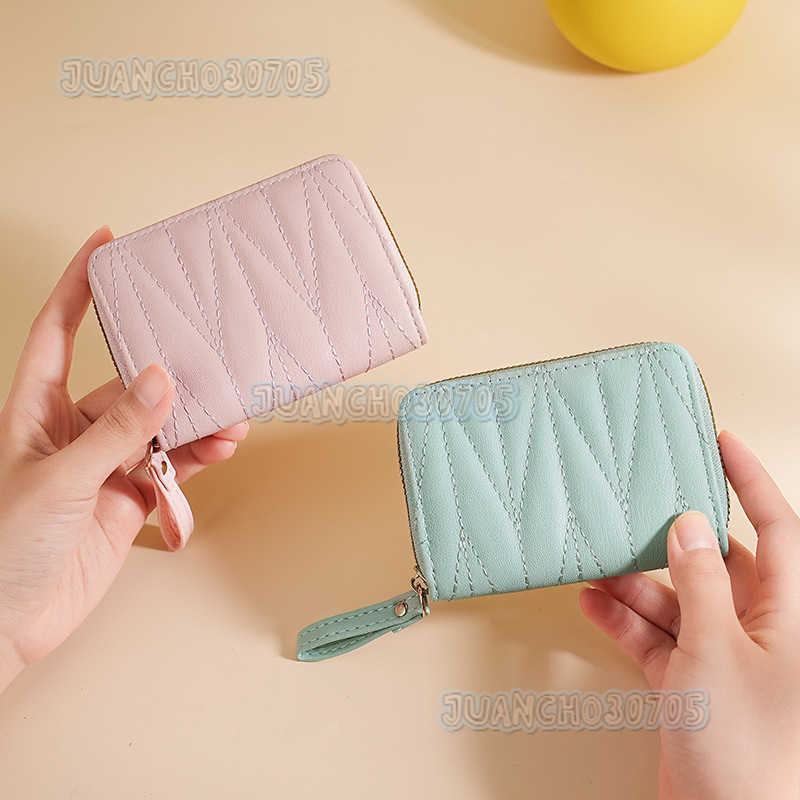 Embroidery Candy Color Small Style Womens Accordion Card Holder Student Coin Purse Credit Card Organizer H250806