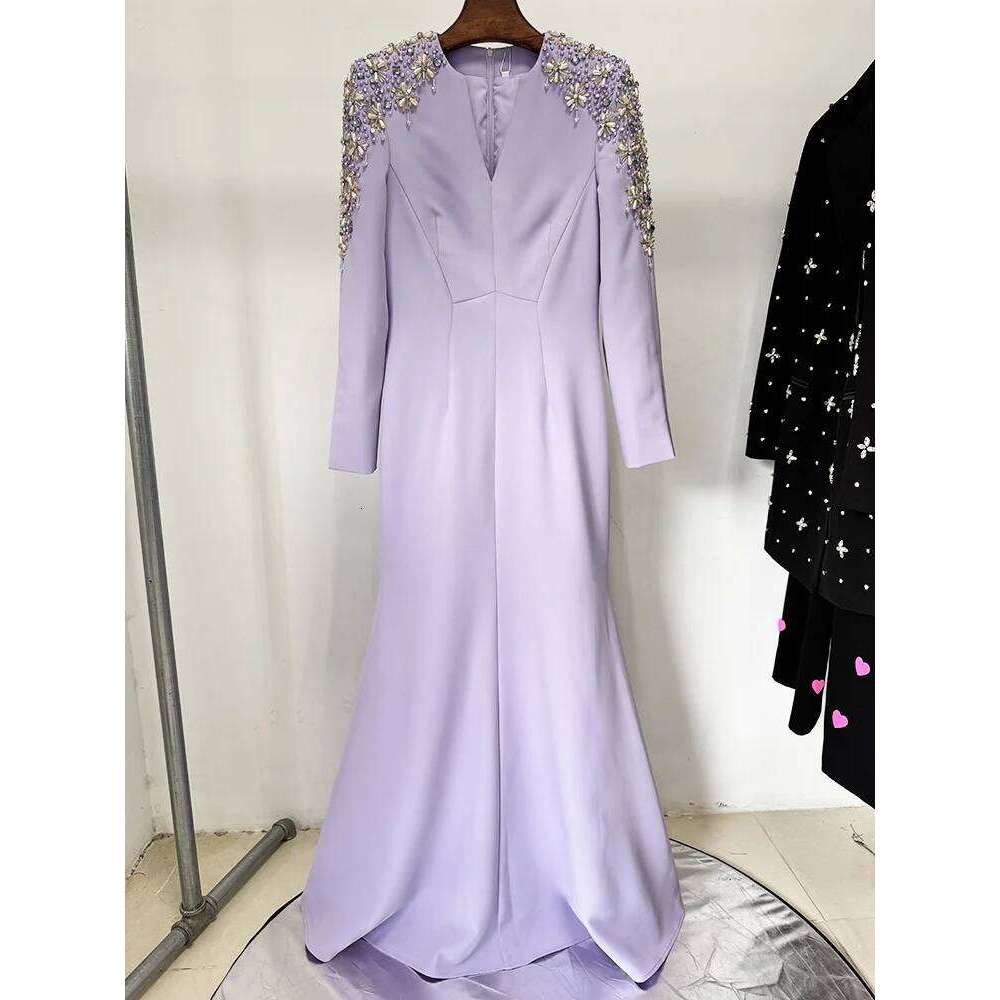 Designer Clothing 2025 HIGH STREET Newest Fashion 2025 Designer Party Vestido Women's Dias Beaded Split Long Maxi Dress
