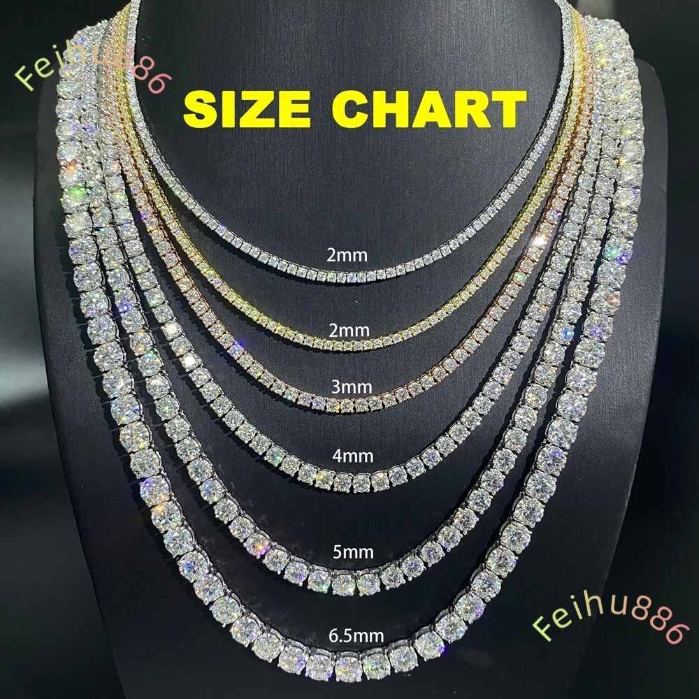 Tennis Necklace Bracelet Pass Diamond Tester Iced Out Bling Moissanite Diamond Hip Hop Jewelry Solid 925 Silver Tennis Chain