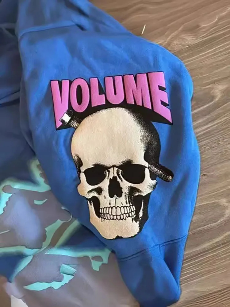 American style Y2K cartoon street hair bubble print hip-hop trendy top for both men and women loose pullover hoodie 250806