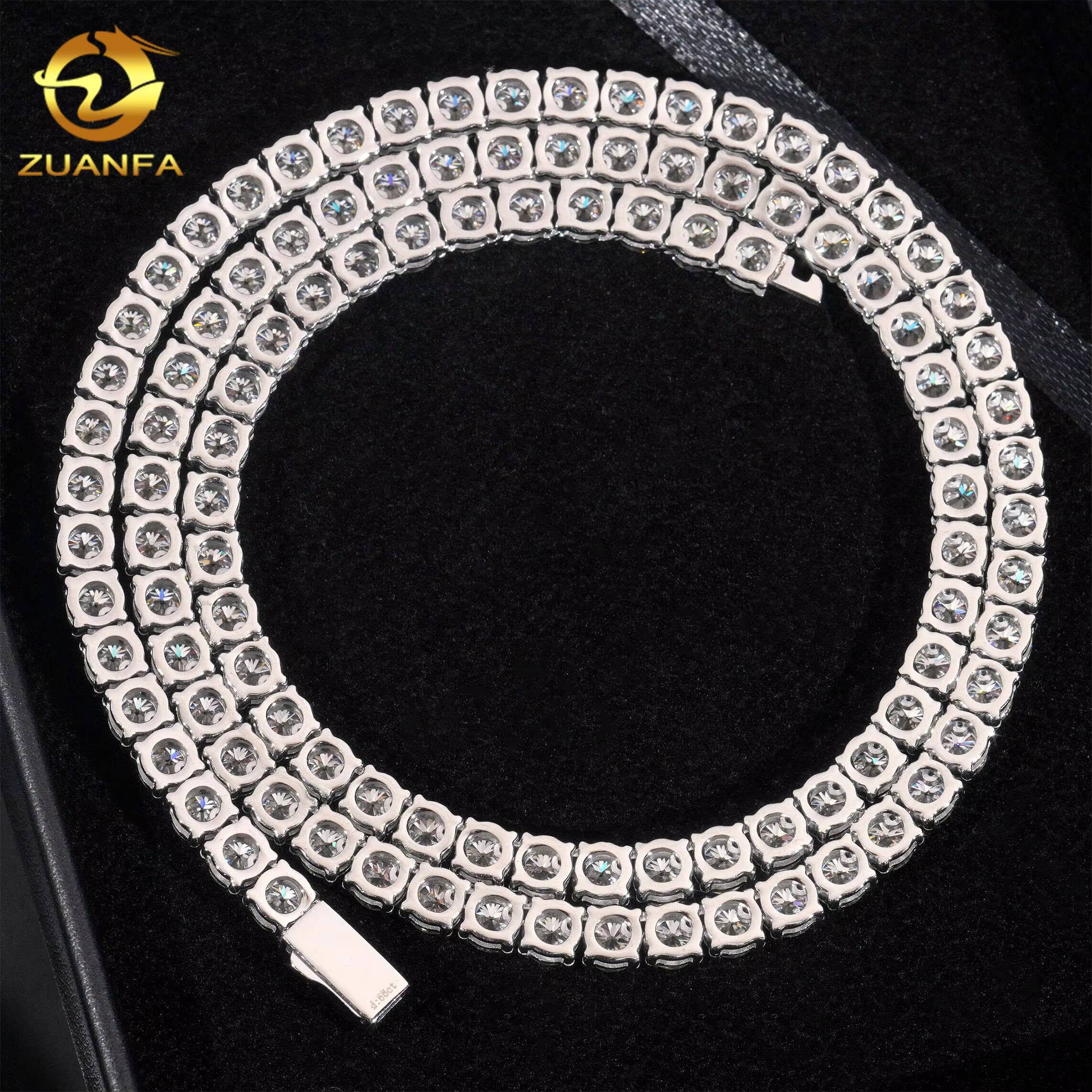Ready to Ship No Tarnish 4mm 5mm Tennis Chain 925 silver Pass Tester Vvs Moissanite Diamond Tennis Chain
