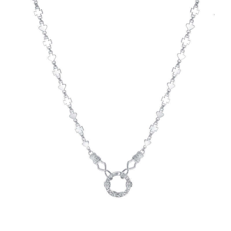 Iced Out VVS Personality Design Pendant Round Ring Collarbone Chain Elegant Simple Trendy Lock Necklace Gift for Women