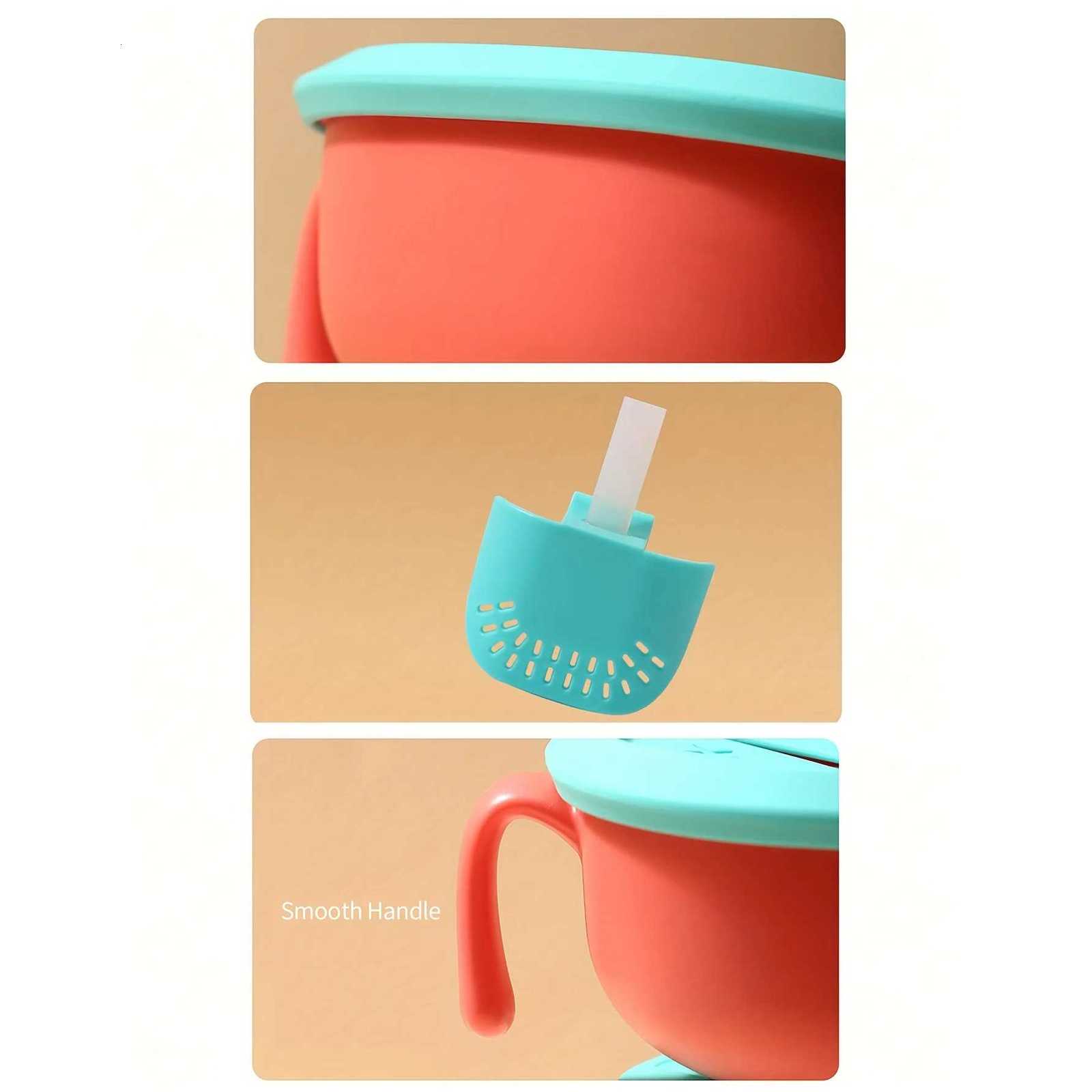 3-in-1 Baby Snack Bowl with Silicone Straw Cover Detachable Suction Kids Soup Bowl with Handle Portable Handle Cup for Outdoor X250806