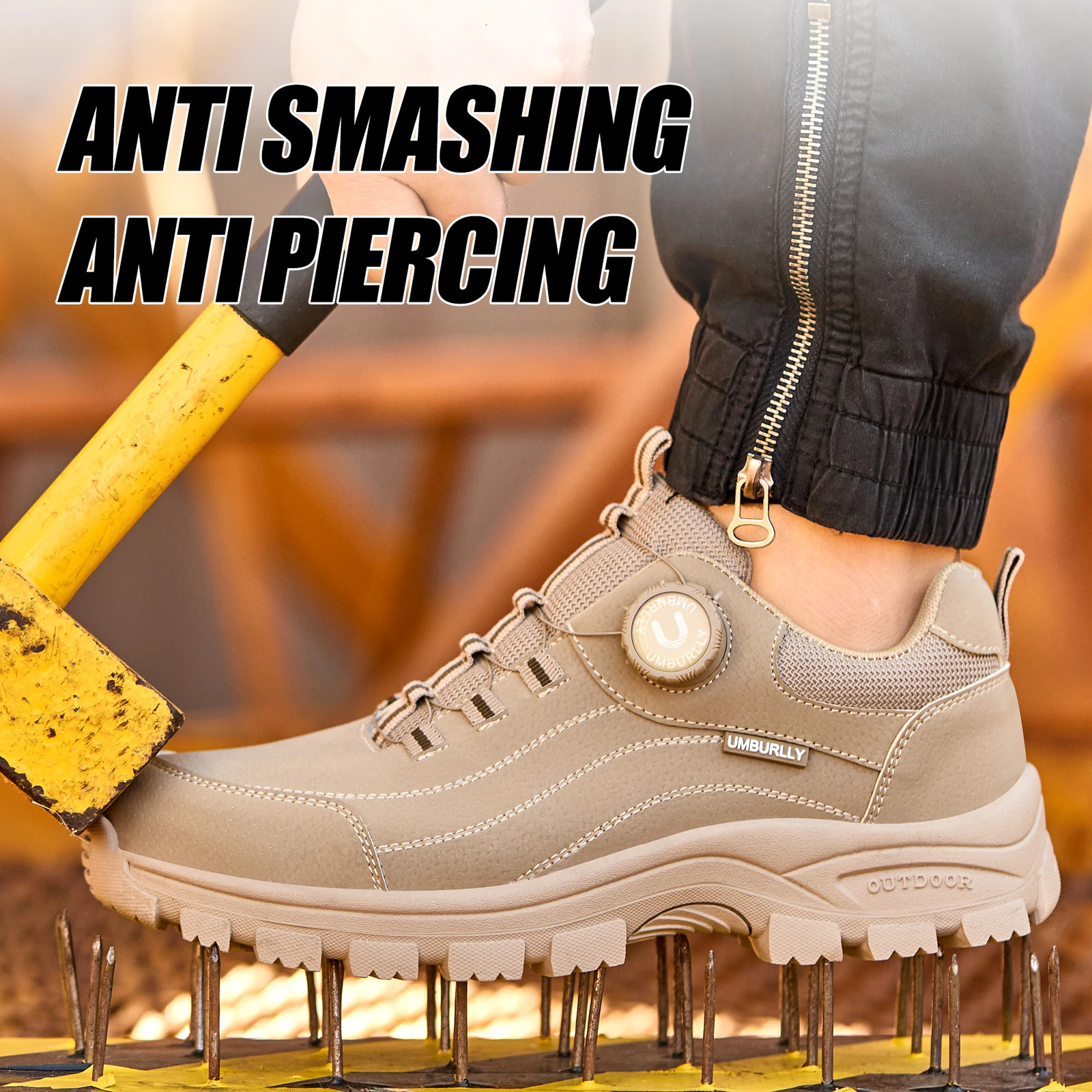 Mens Steel-Toed Safety Shoes With Anti-Crush Anti-Puncture And Anti-Slip Soles Fashionable Button Industrial Work Shoes 250731