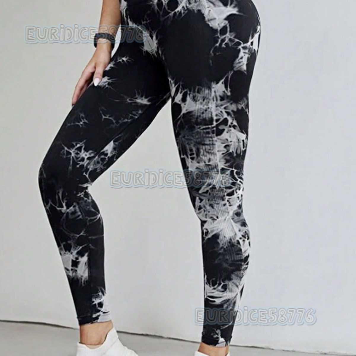 Seamless Honey Peach Yoga Tights Women Tie Dye Tie Bleaching Print High Waist Hip Lifting Sports Running Fitness Pants H250806