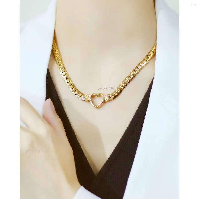 Pendant Necklaces Personalized Heart Necklace Women Girl Gift Fashion Titanium Steel Colorless Collar Chain 2025 Gold Plated Cuban
