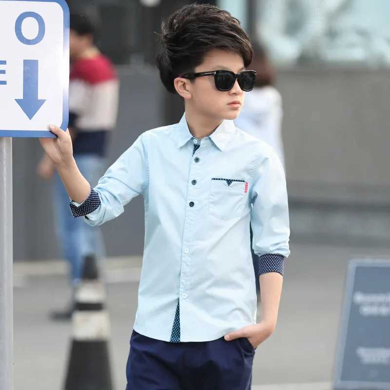 2025 Teenager Kids Boys Clothes Children Shirts Fashion School Casual Tops Cotton Boys Shirts 5 6 7 8 9 10 11 12 13 14 15 Years X250806