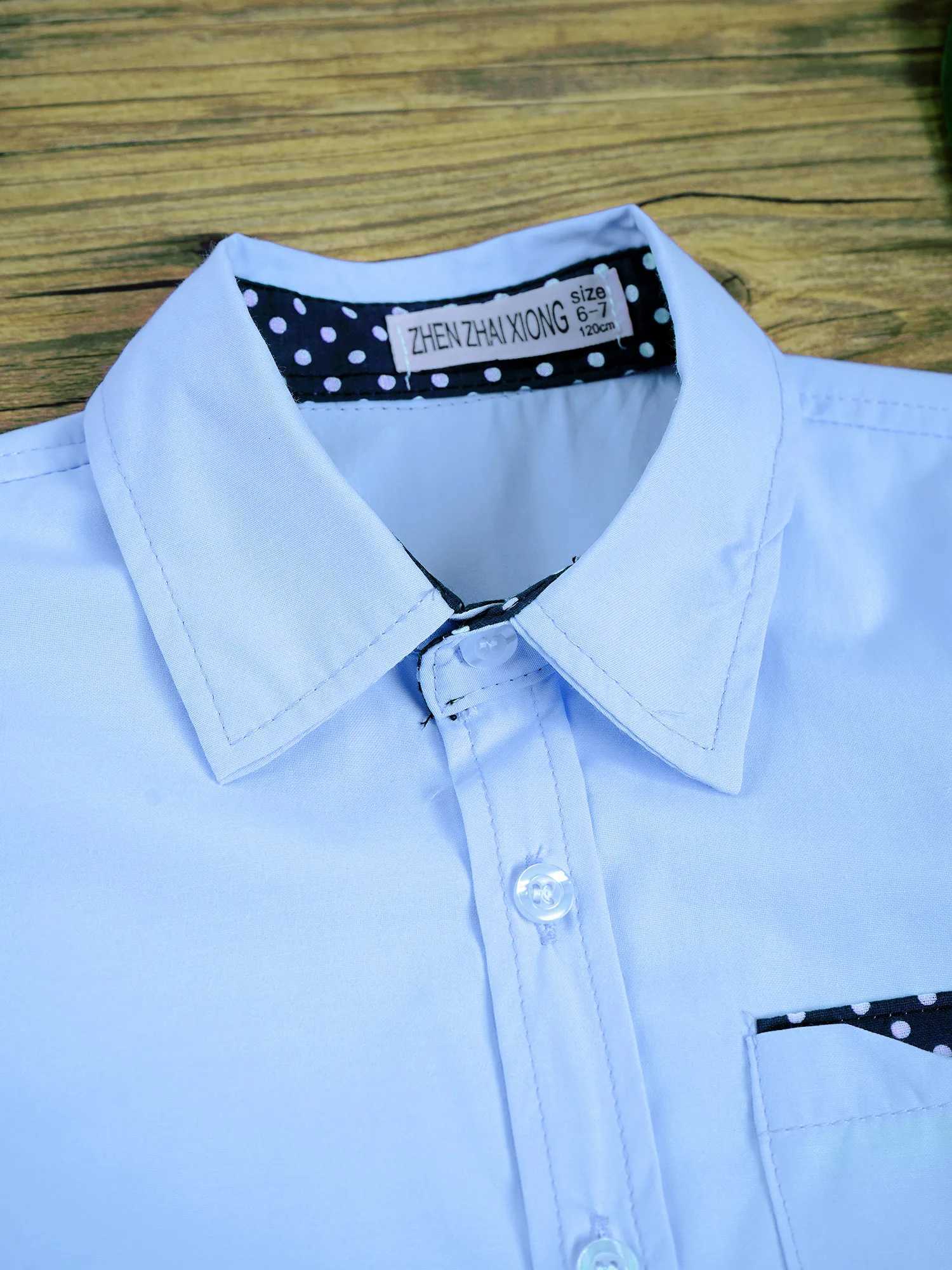 Kids Boys Casual Shirt Short Sleeve Turndown Collar Button Closure T-shirt Top Students School Uniform Suit Formal Dress Shirt X250806